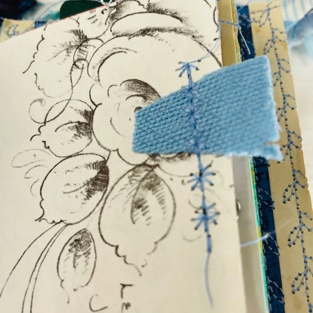 Handmade Junk Journal Mini Patchwork Fabric with Writing Board Ephemera Loaded u